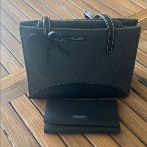 Kate Spade Gray and Black Tote with Wallet